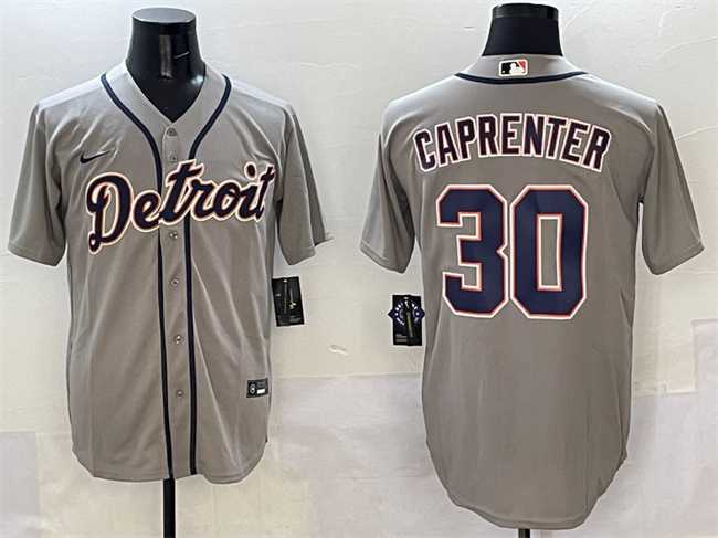 Men%27s Detroit Tigers #30 Kerry Carpenter Grey Cool Base Stitched Jersey